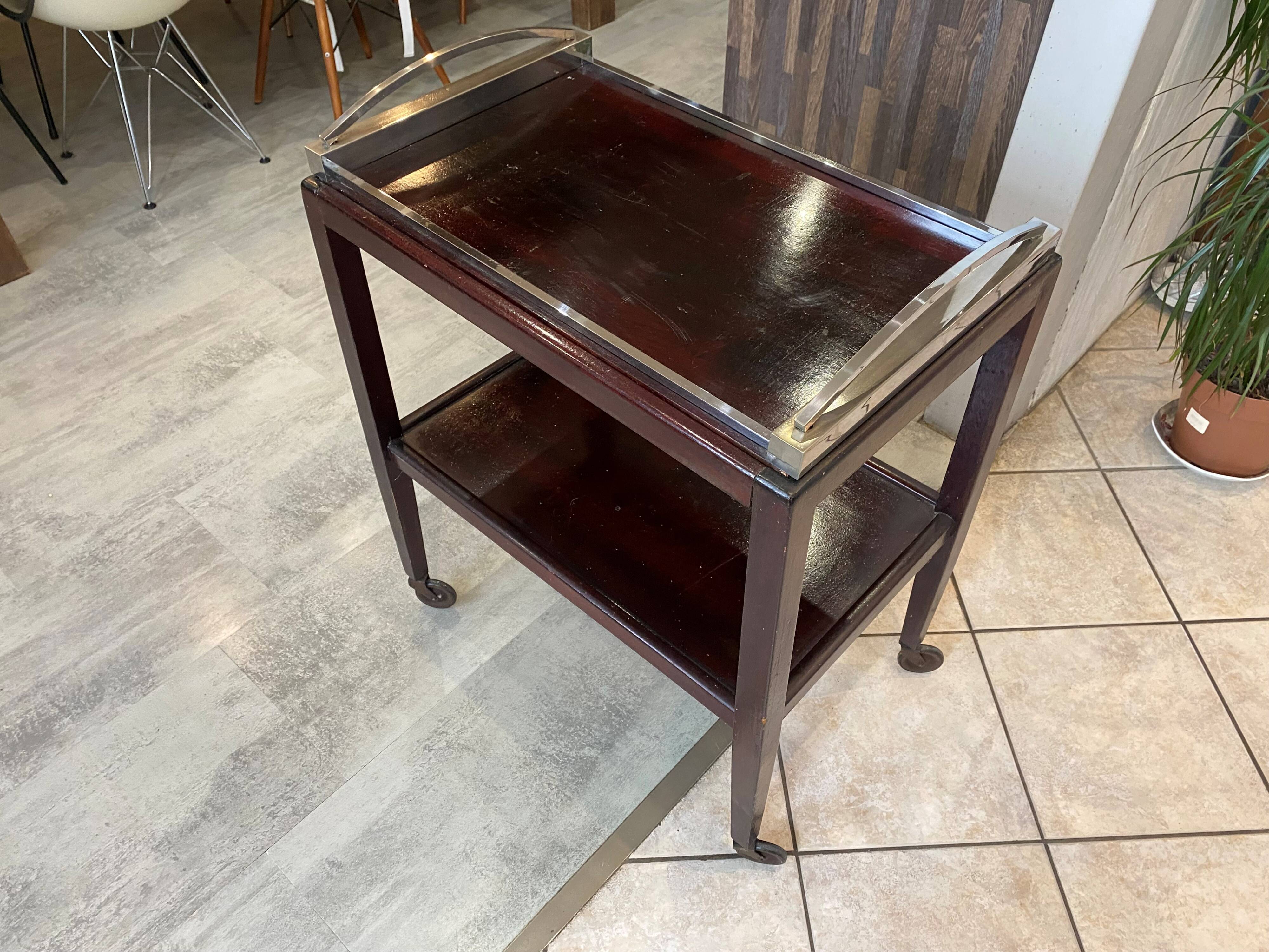 Rolling bar cart with 1 removable tray, Art Deco 1930.