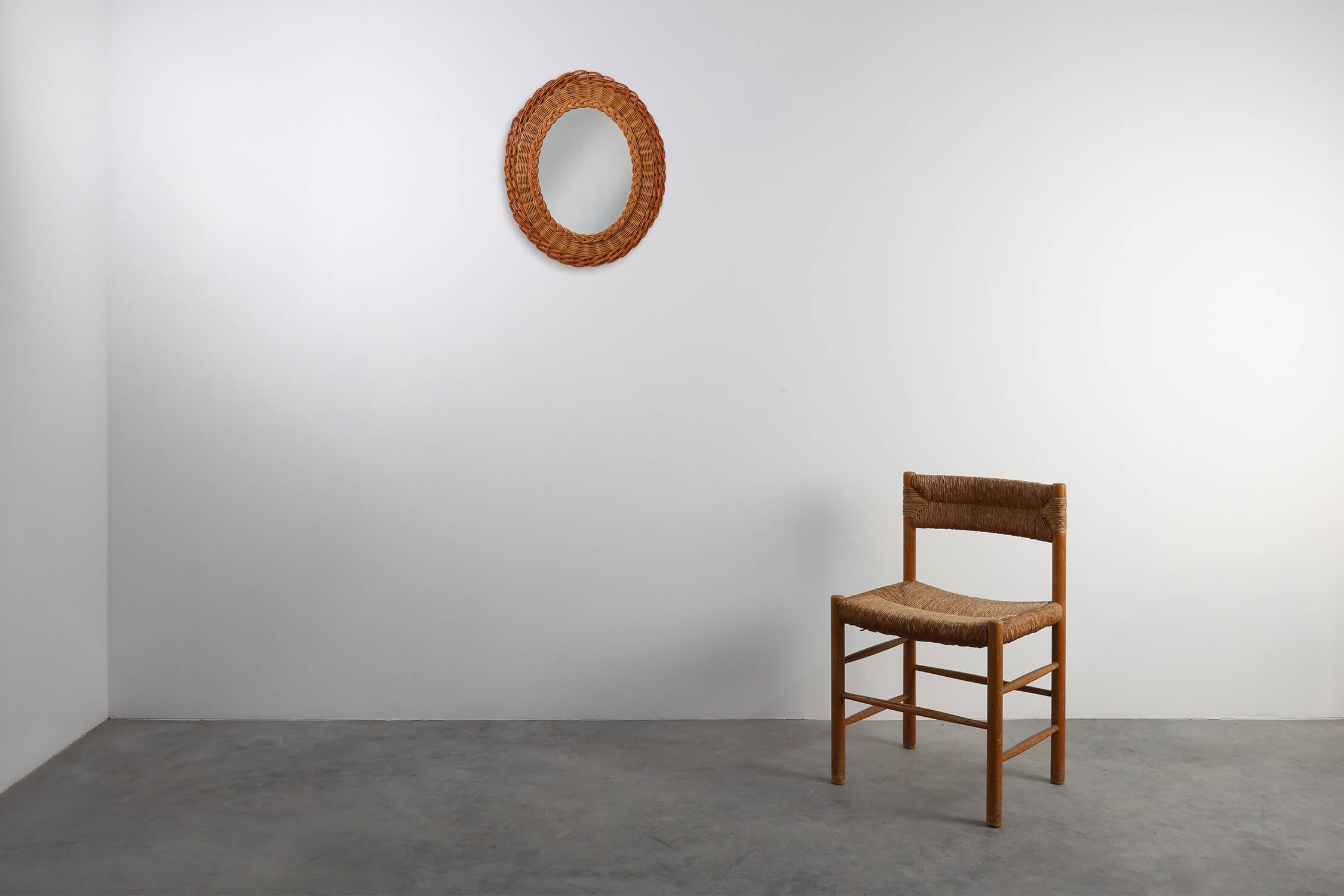 Small mid-century rattan mirror, France 1960s