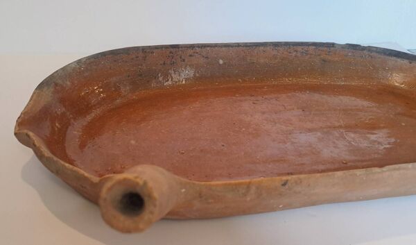 Ancien lèchefrites en terre cuite vernissée XIX ème