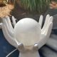 White ceramic hand lamp opaline ball 70s