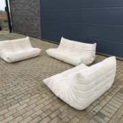 Ligne Roset Togo 3-seater and 2 x 2-seaters in beige corduroy.