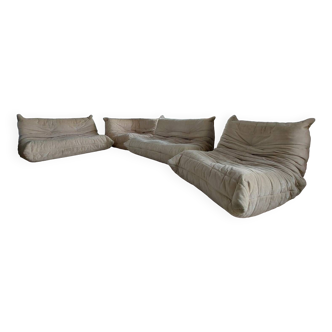 TOGO Banquette' 2 places velours ras beige Ligne Roset 1980