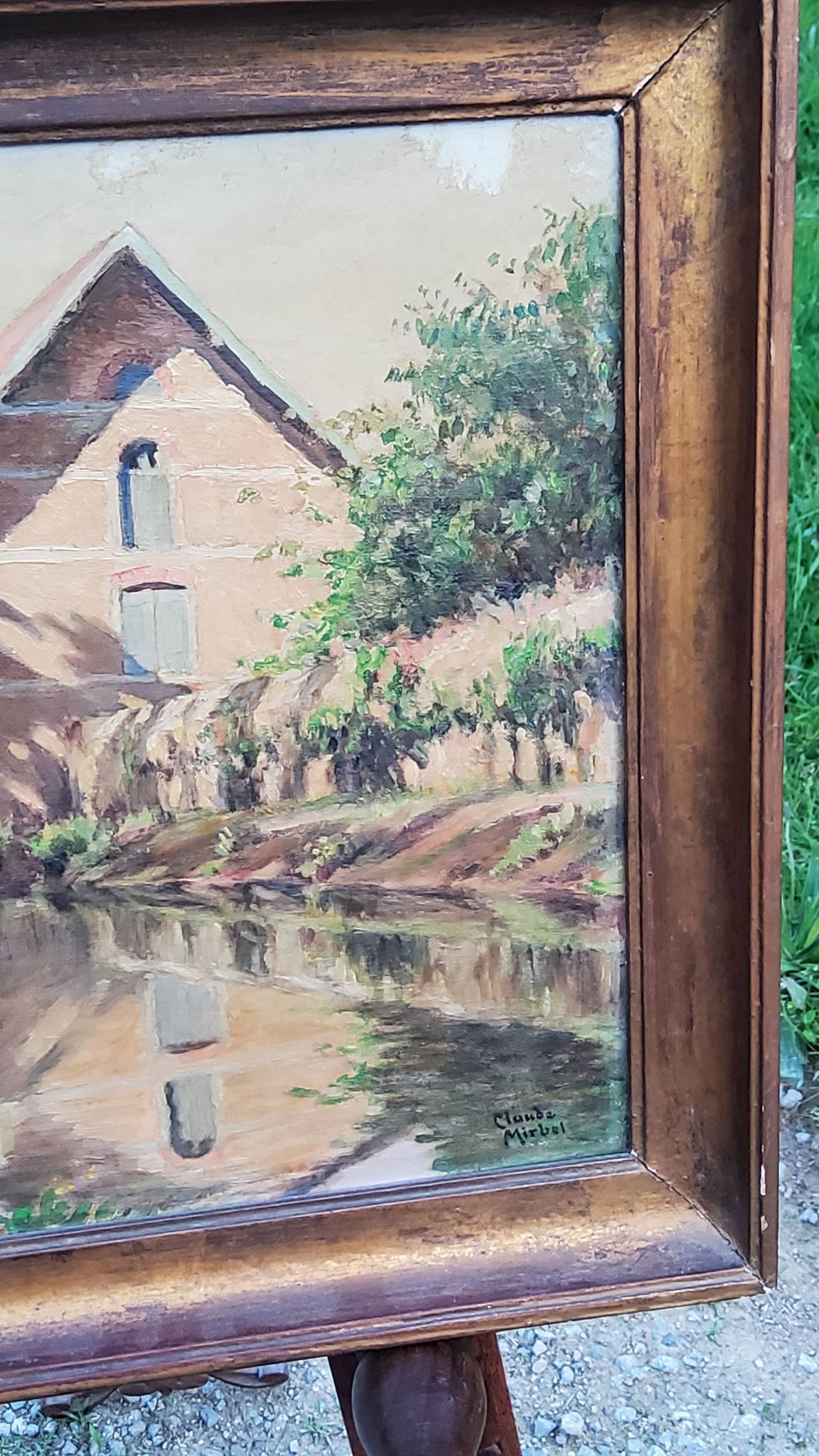 Oil on landscape panel Étampes May 1929 CLAUDE MIRBEL