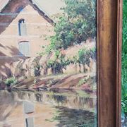 Oil on landscape panel Étampes May 1929 CLAUDE MIRBEL