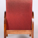 Restored Art Deco Armchair, Original Upholstery, Walnut, Veneer, Czech, 1930s
