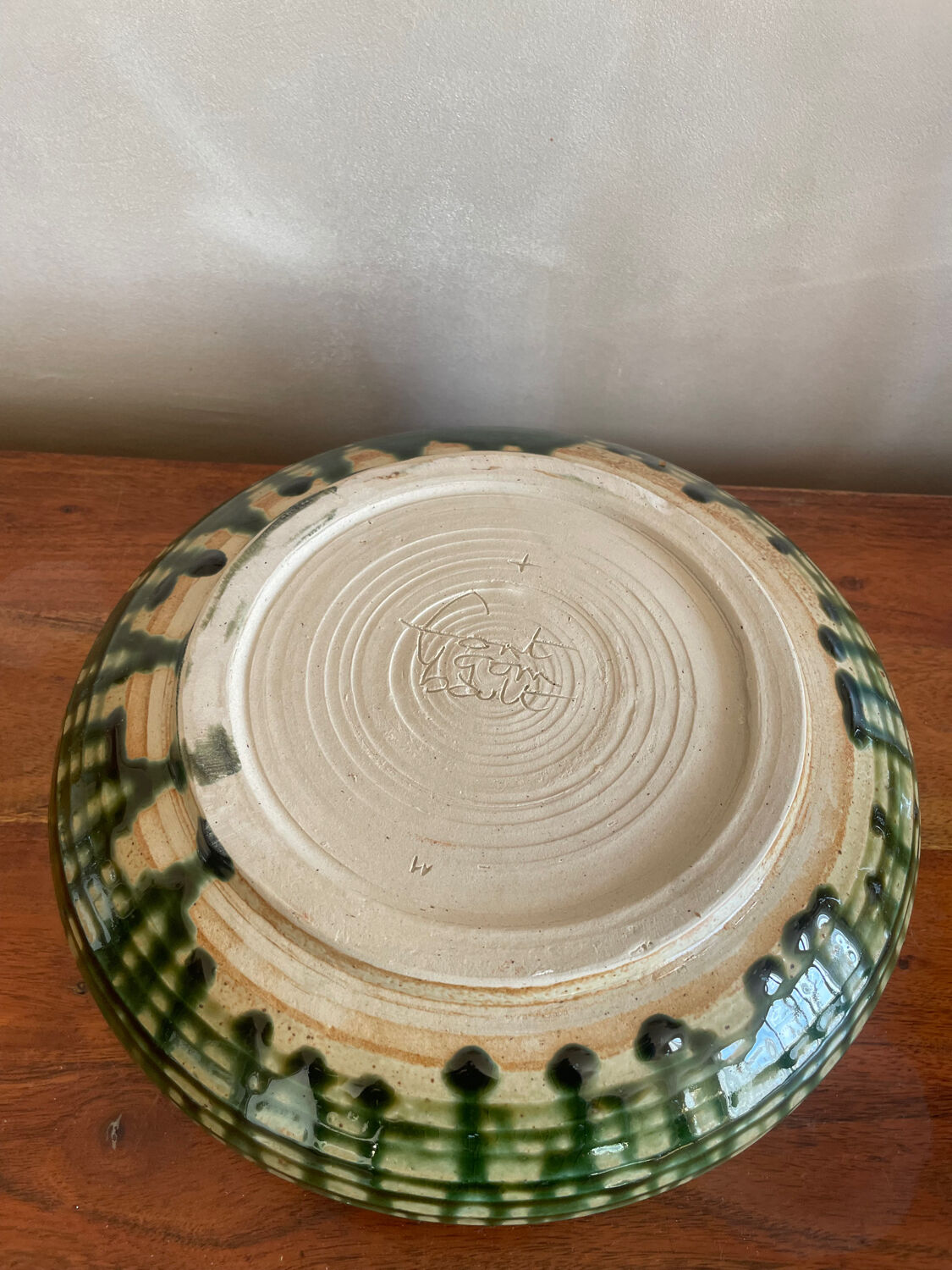 Glazed stoneware salad bowl from the Abbey of Fontgombault.
