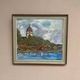 Original Swedish Oil on Panel – “Red Cottages near the Lake” by Unknown Artist 1948 – Vintage & Framed – 63 × 57 cm (24.8" × 22.4")