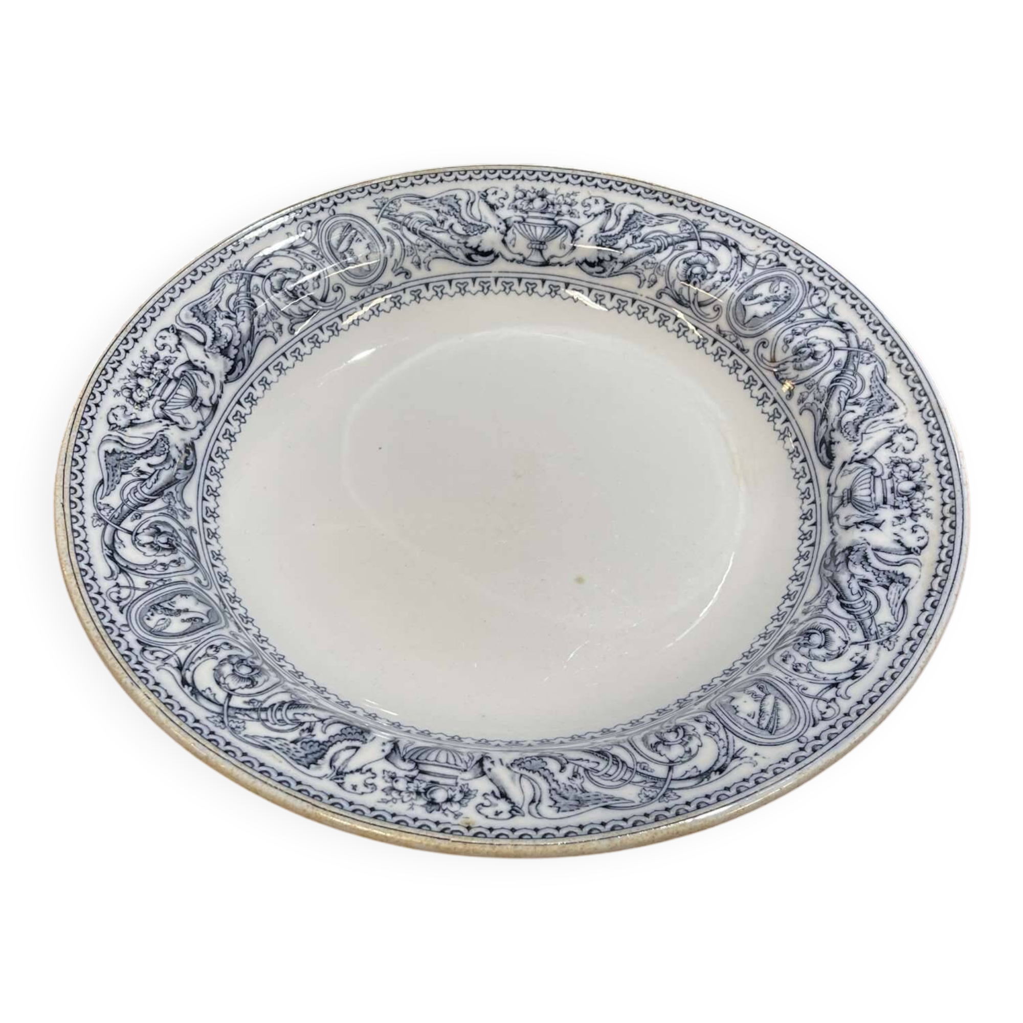 Minton English porcelain round dish, Florentine pattern