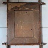 Bamboo wood mirror and 19th century paintings