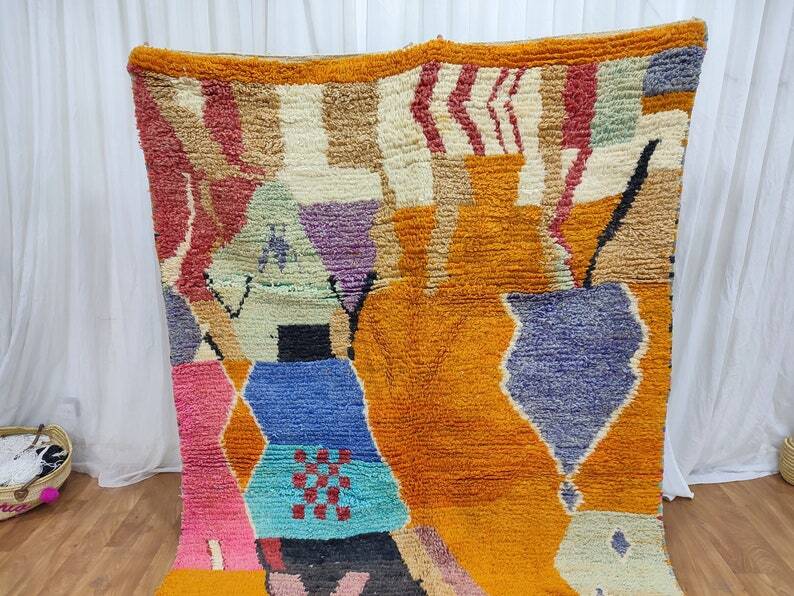 Beni ouarain rug woven in natural wool size 250cmx150cm