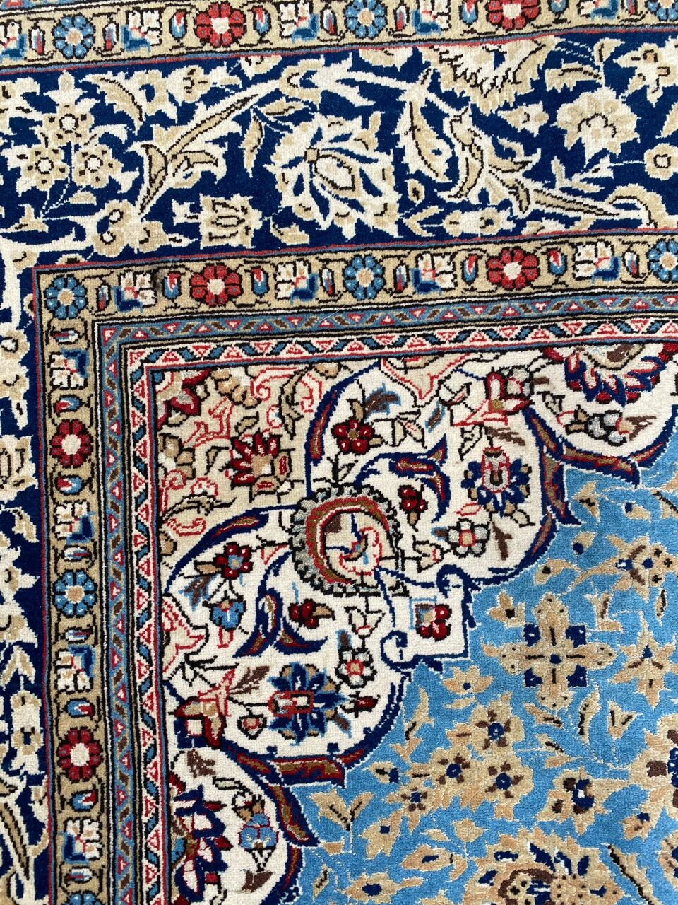 Ancient Persian carpet Ghoom wool and silk 142x222 cm