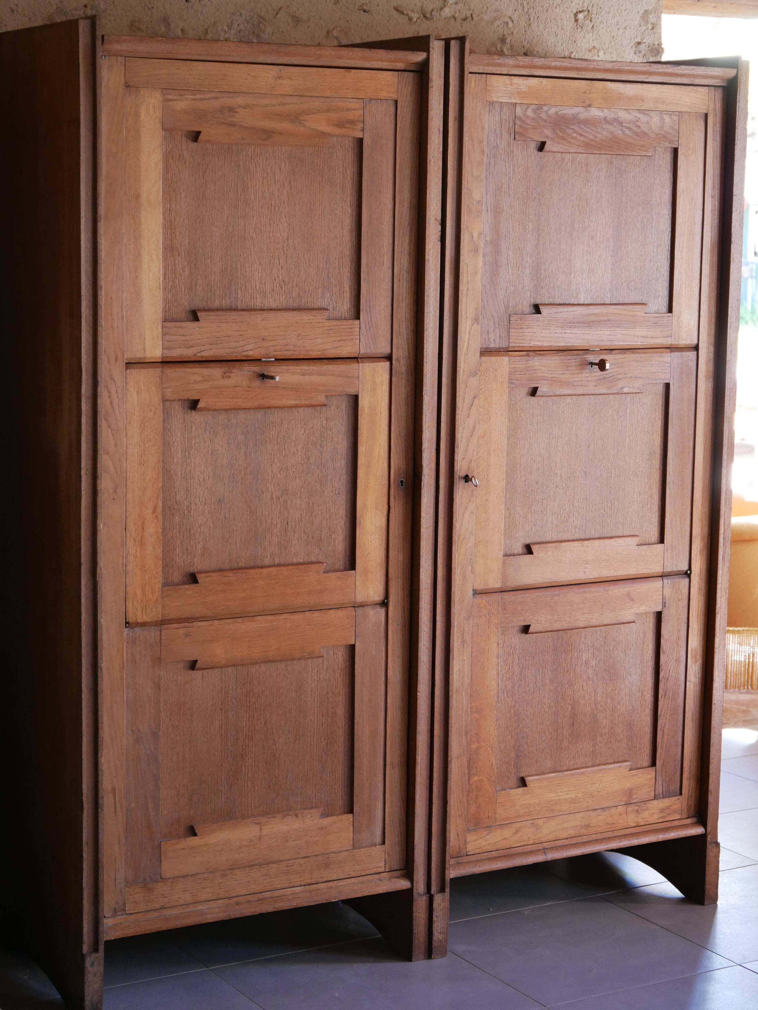 Pair of twin secretary cabinets