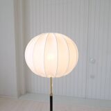 Mid-century black leather floor lamp by Falkenbergs Belysning, Sweden, 1960s.