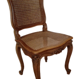 Lot de 8 chaises cannées en chêne massif style Louis XV