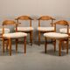 Henning Kjærnulf brutalist dining chairs set in Oak and Sheepskin, Denmark