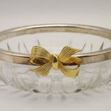 Set of 2 glass and metal bowls with knot decoration