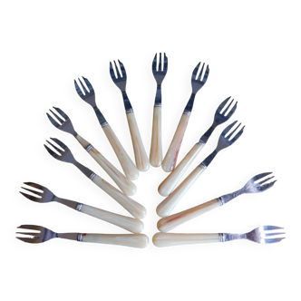 Box of 12 horn handle dessert forks