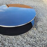Round coffee table top in black glass