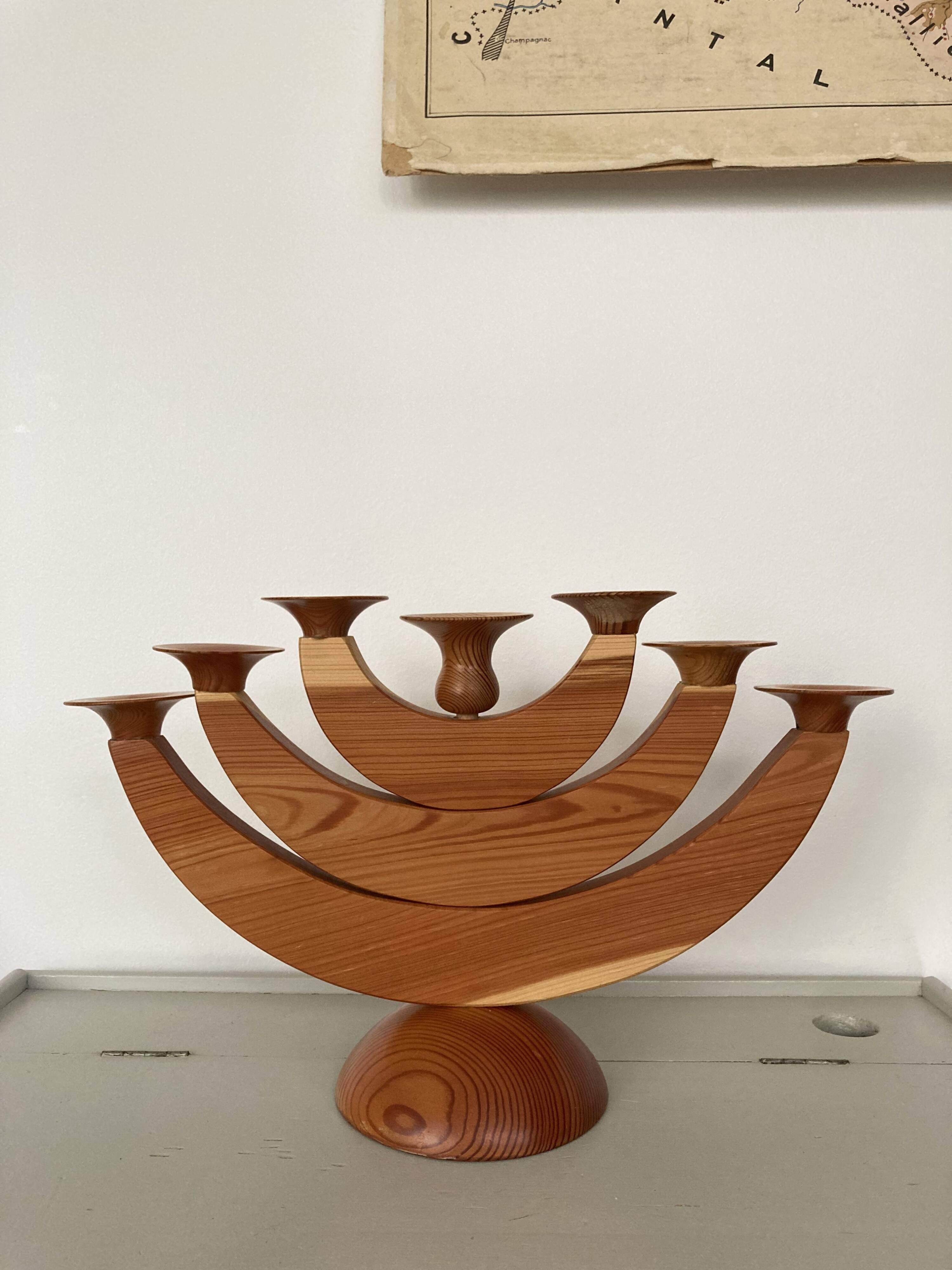 Large Swedish folding candle holder solid wood