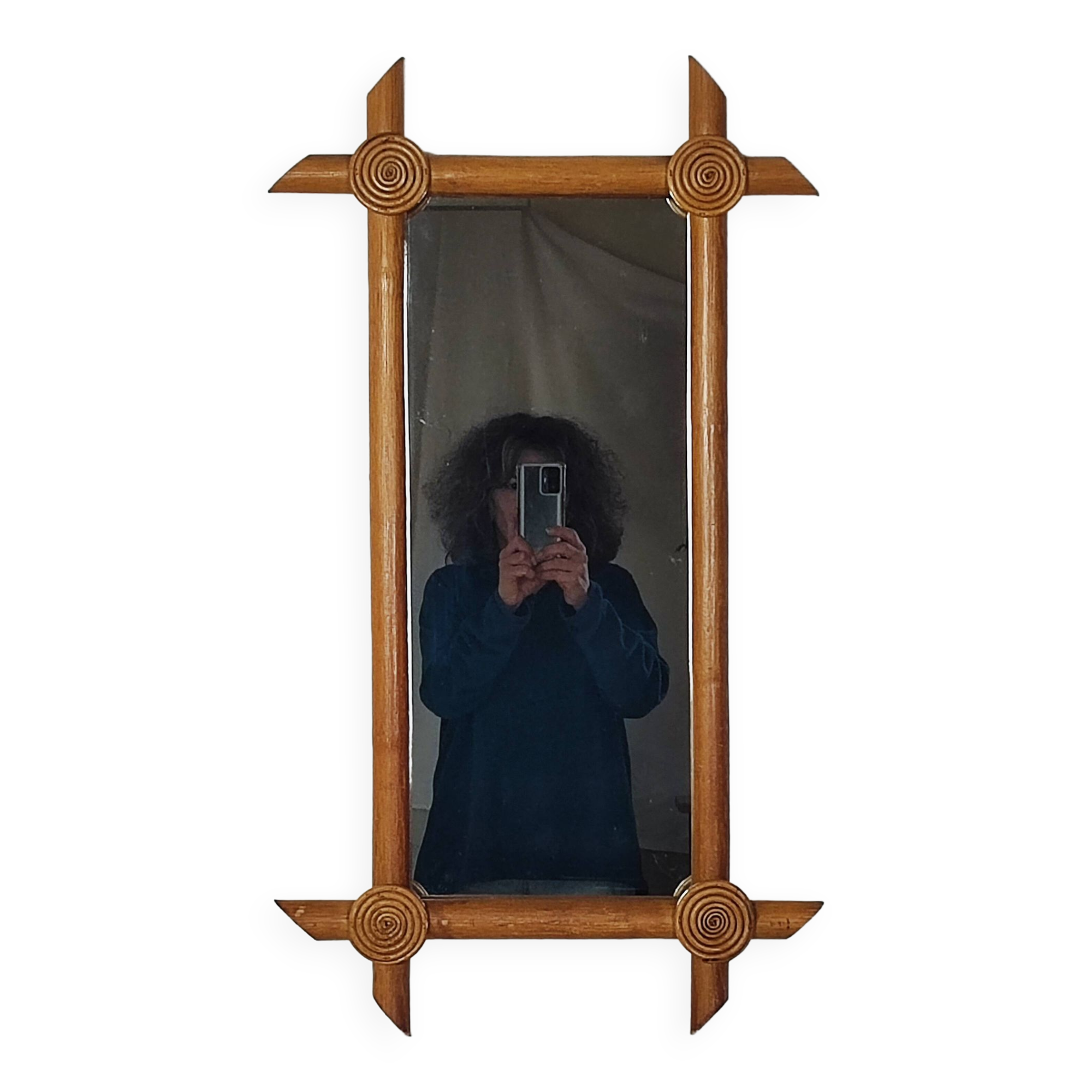 Bamboo and rattan mirror 80'