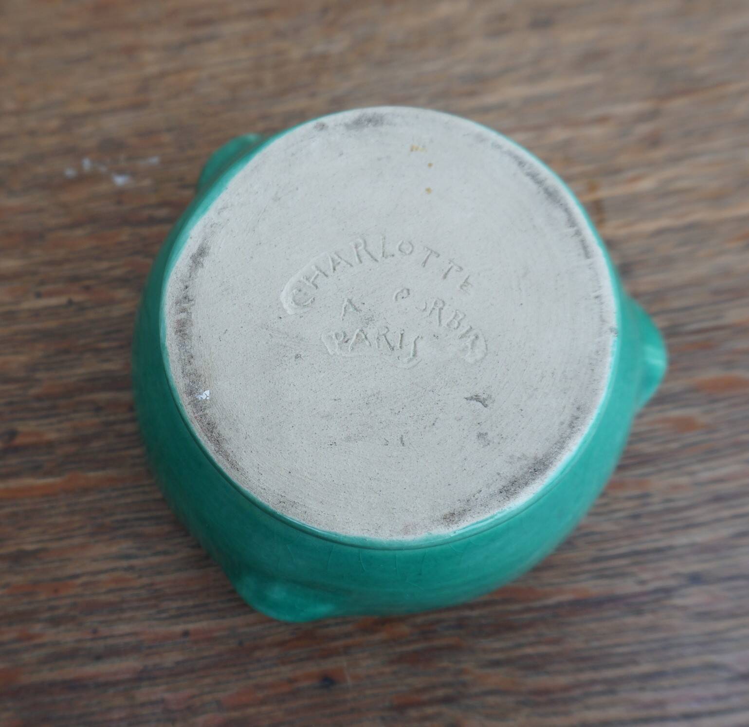 1950s ceramic ashtray signed Charlotte Corbin