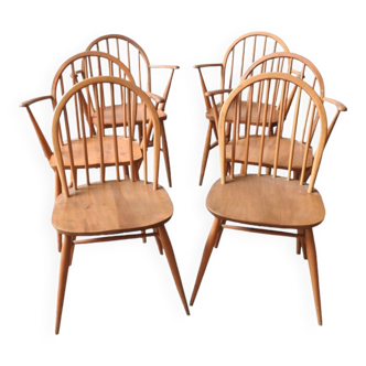 Ensemble de six chaises de salle à manger vintage Ercol Windsor