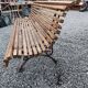 wooden garden bench with cast iron base