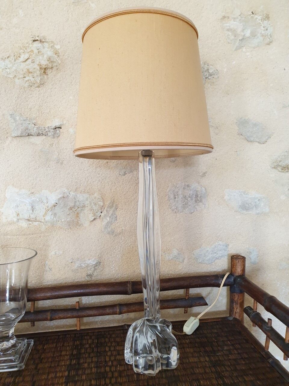 Crystal lamp signed Daum