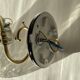 Large pair of brass swan neck wall lights with cracked glass globes LAMP-7359
