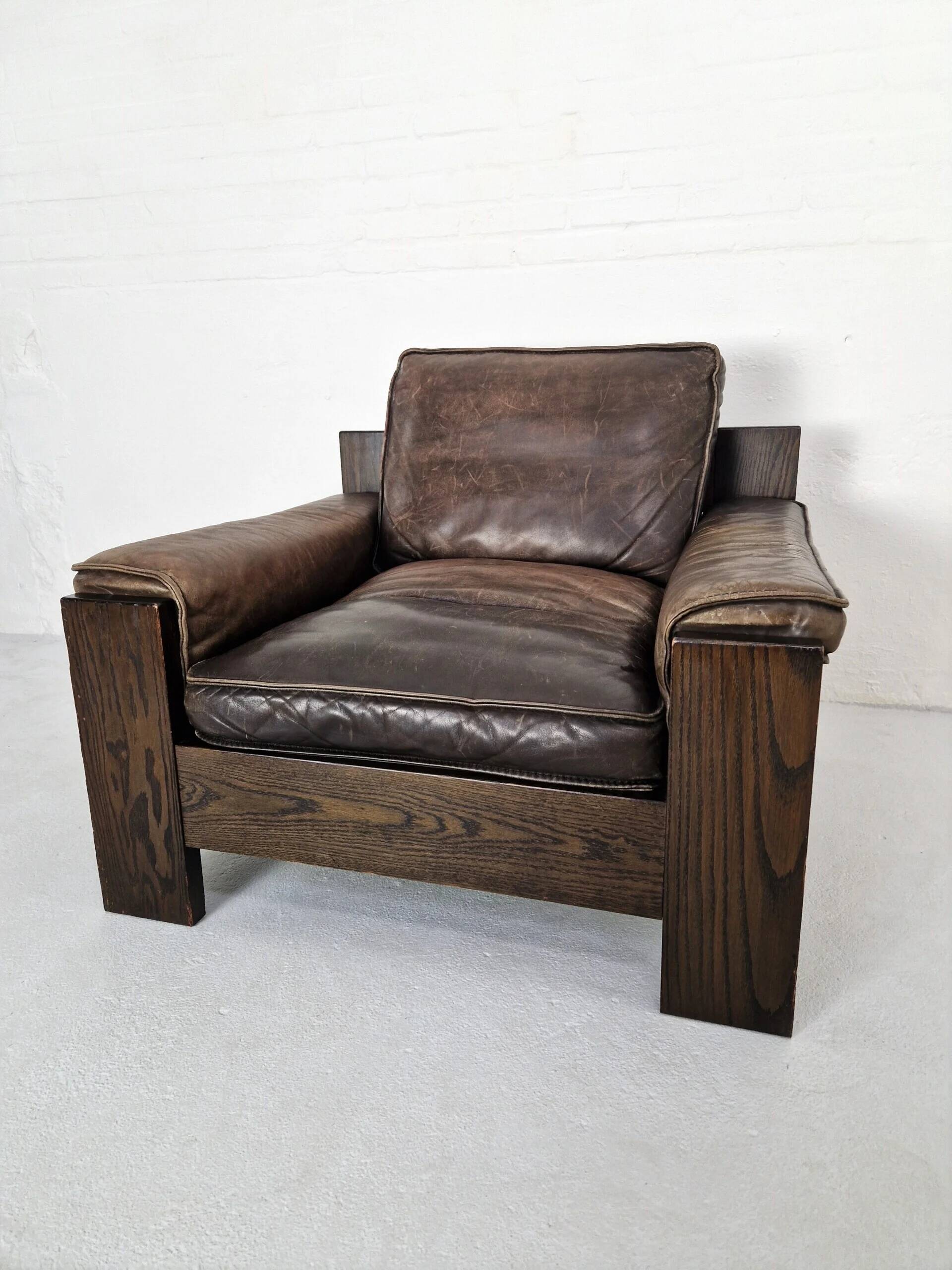 Brutalist armchair by Harry de Groot for Leolux, 1970s