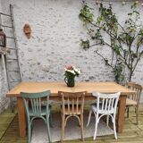 Table de ferme en chêne estampillée R Trotel