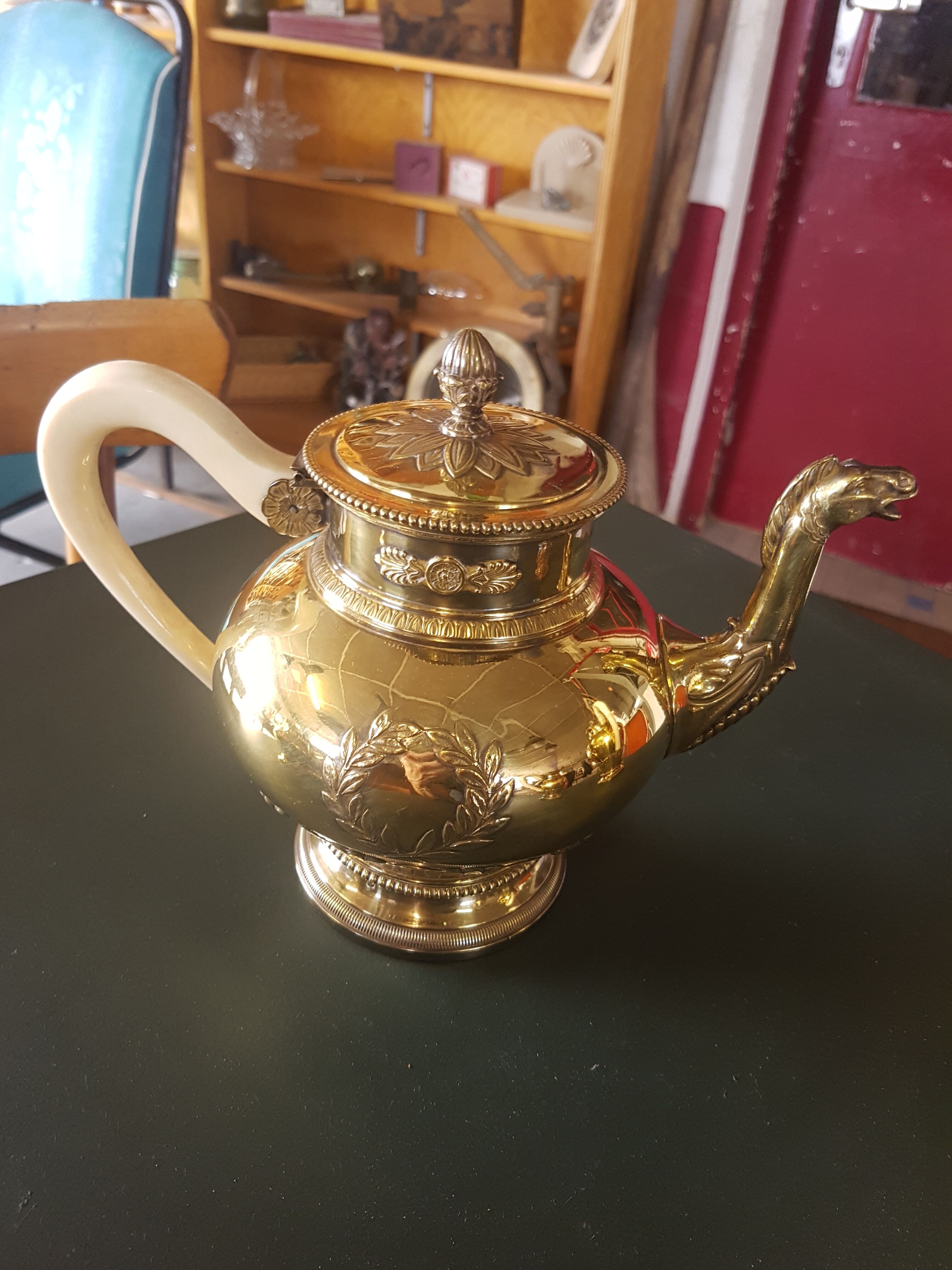 Tea and coffee set in vermeil and ivory