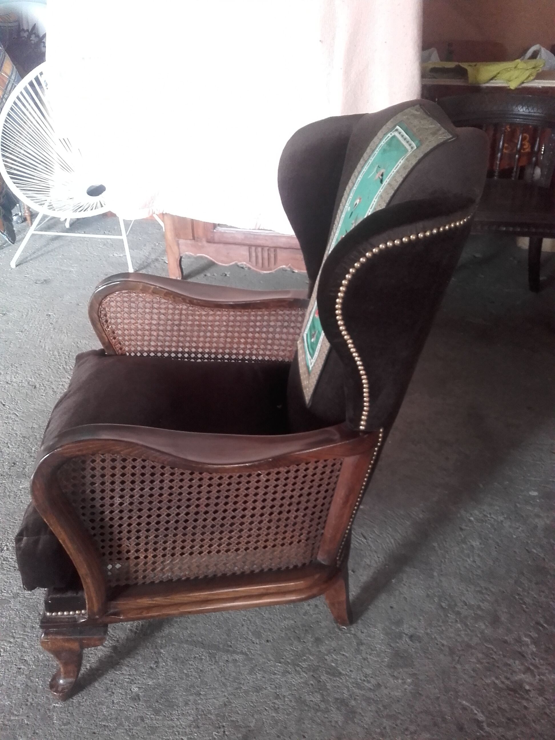 Pair of wingback armchairs