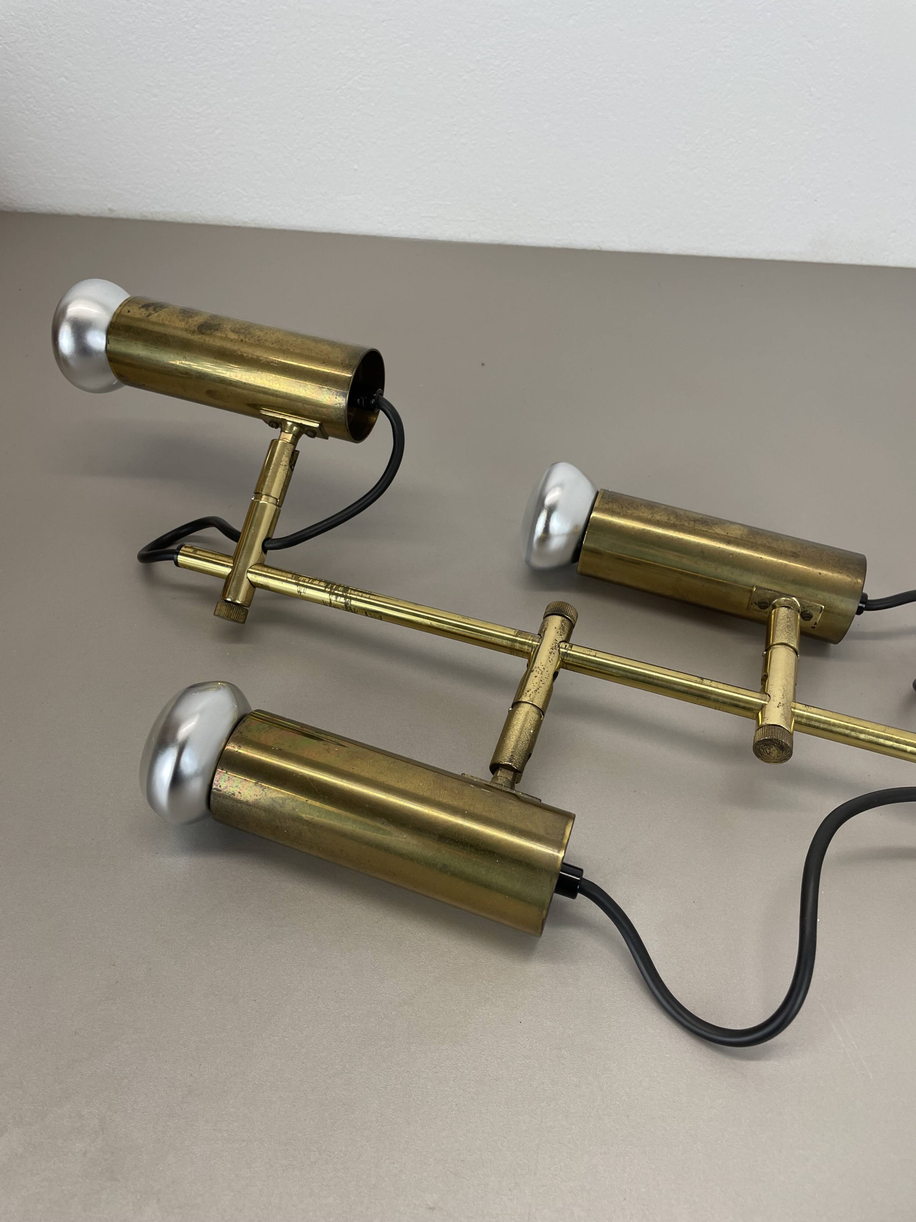 Unique 3-spot brass ceiling light koch and lowy style omi lighting germany, 1970