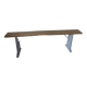 Farm bench, end of bed leg patinated pearl gray, wooden seat
