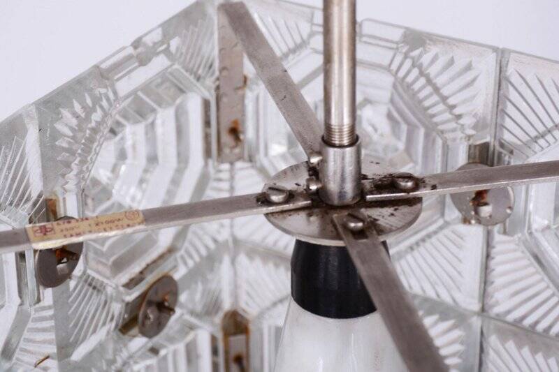 Mid-Century Chandelier in Chrome and Glass from Kamenický Šenov, Czech, 1960s