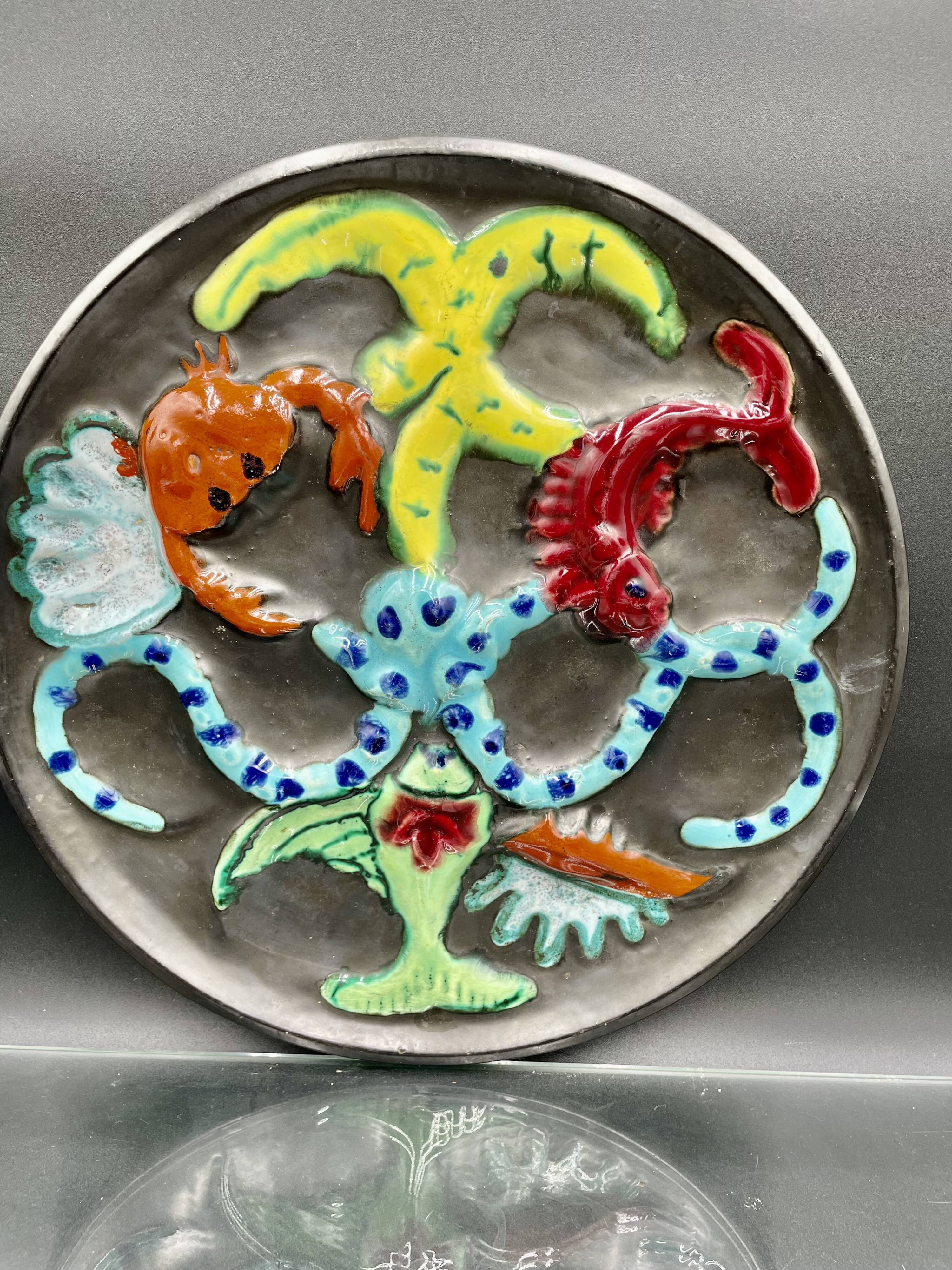 Large oyster or shellfish dish signed cérenne