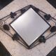 Miroir biseauté art deco en fer forge decor de raisin
