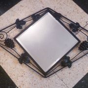 Art deco beveled mirror in wrought iron with grape decor