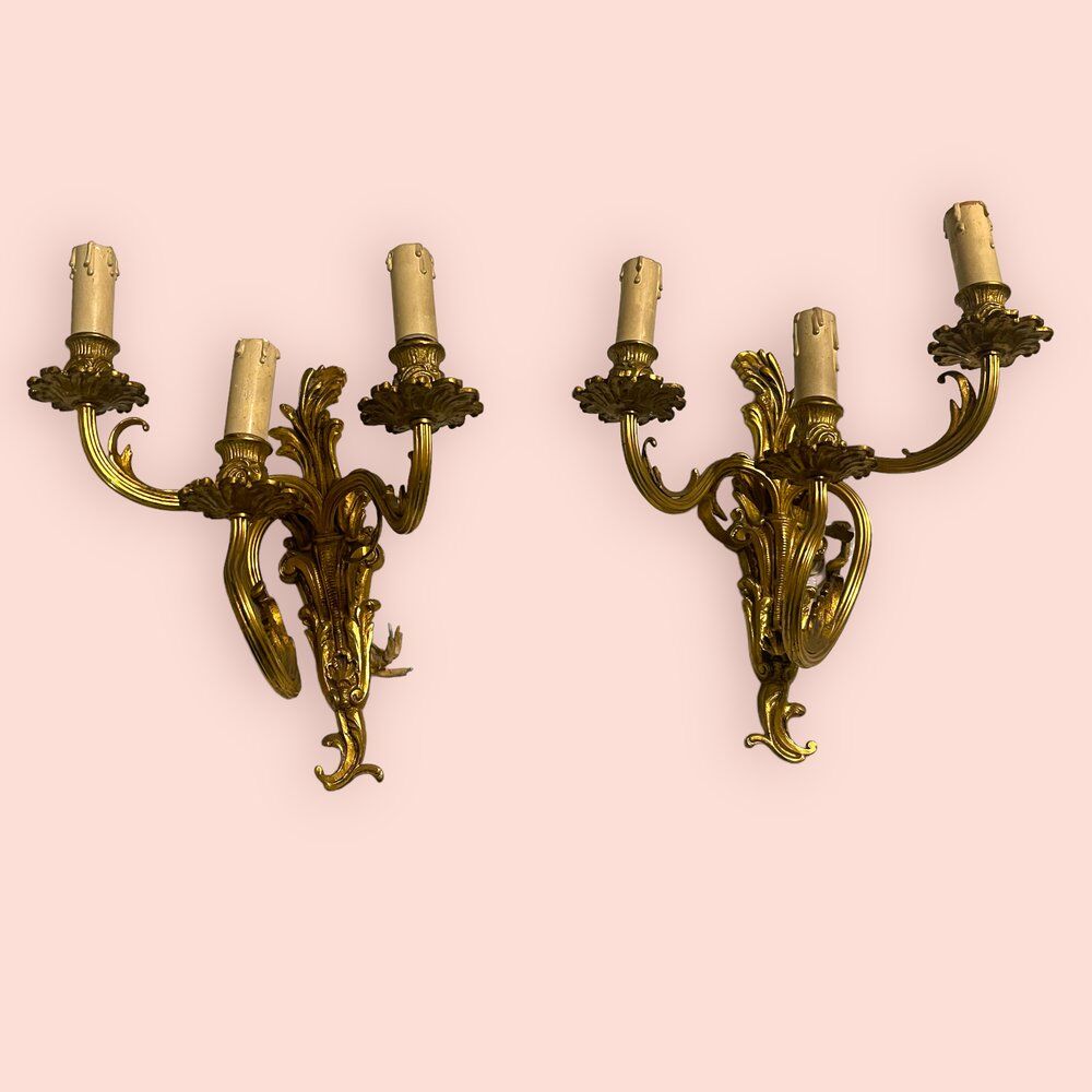 Vintage brass sconces, 1960s, set of 2