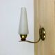 Brass and opaline tulip wall lamp, 1950s, vintage