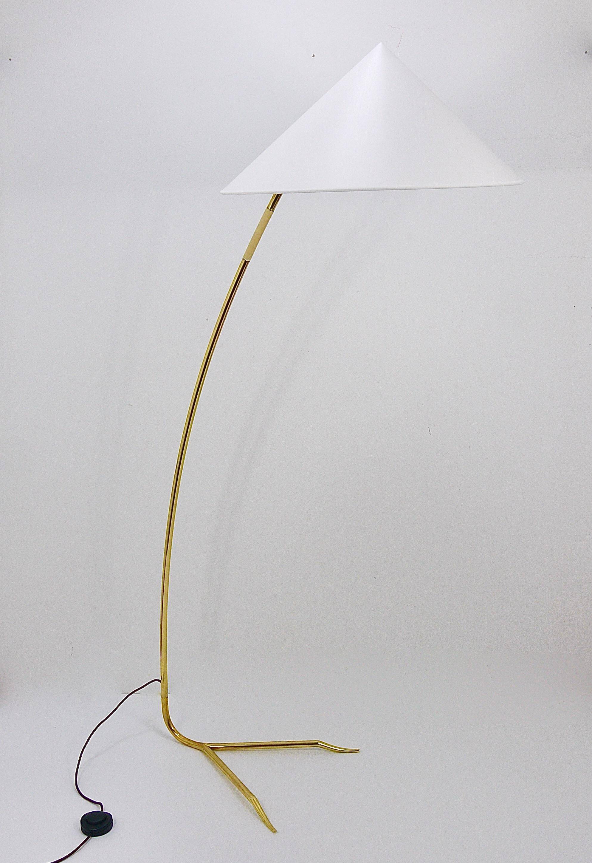 Brass floor lamp Sumatra Mid-Century Rupert Nikoll, Vienna, Austria, 1950s