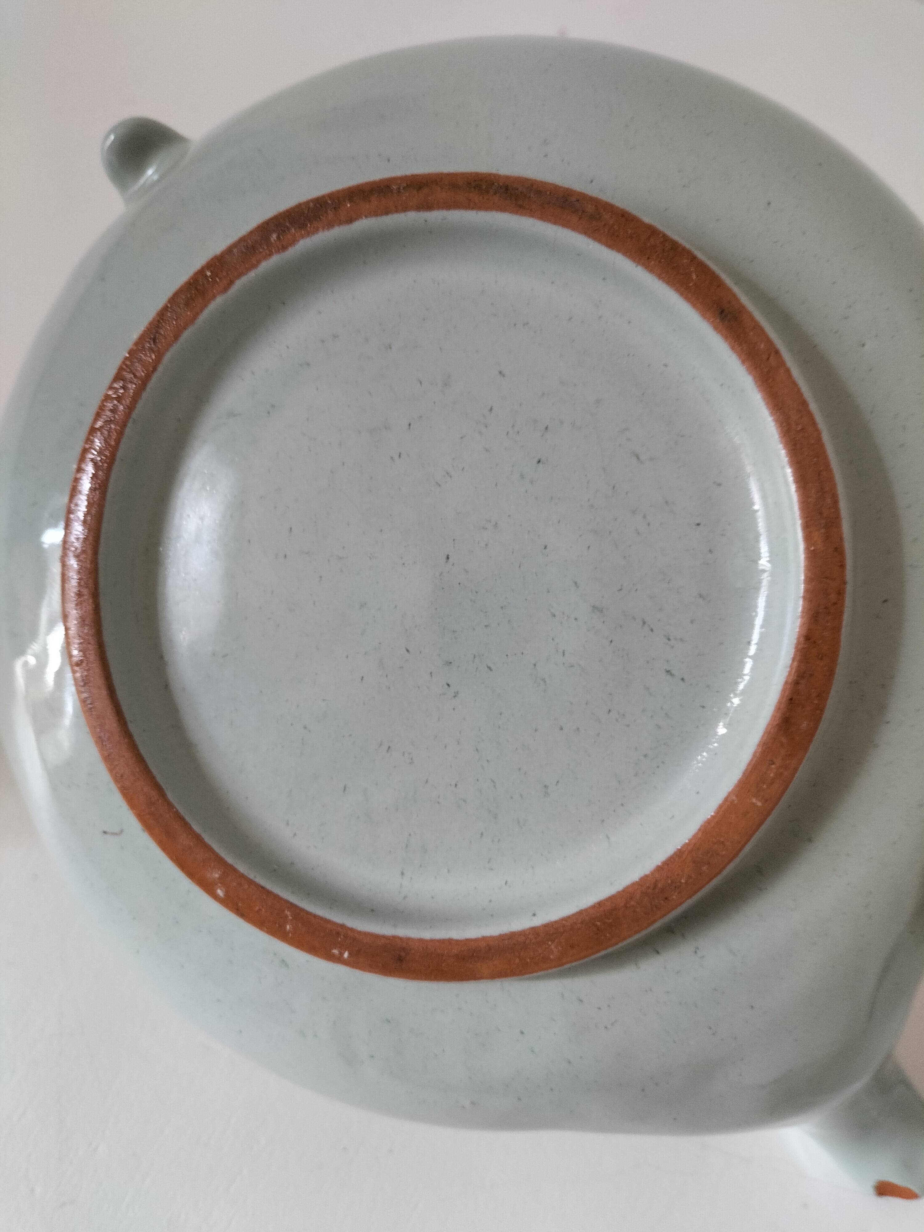 Celadon speckled glazed ceramic teapot