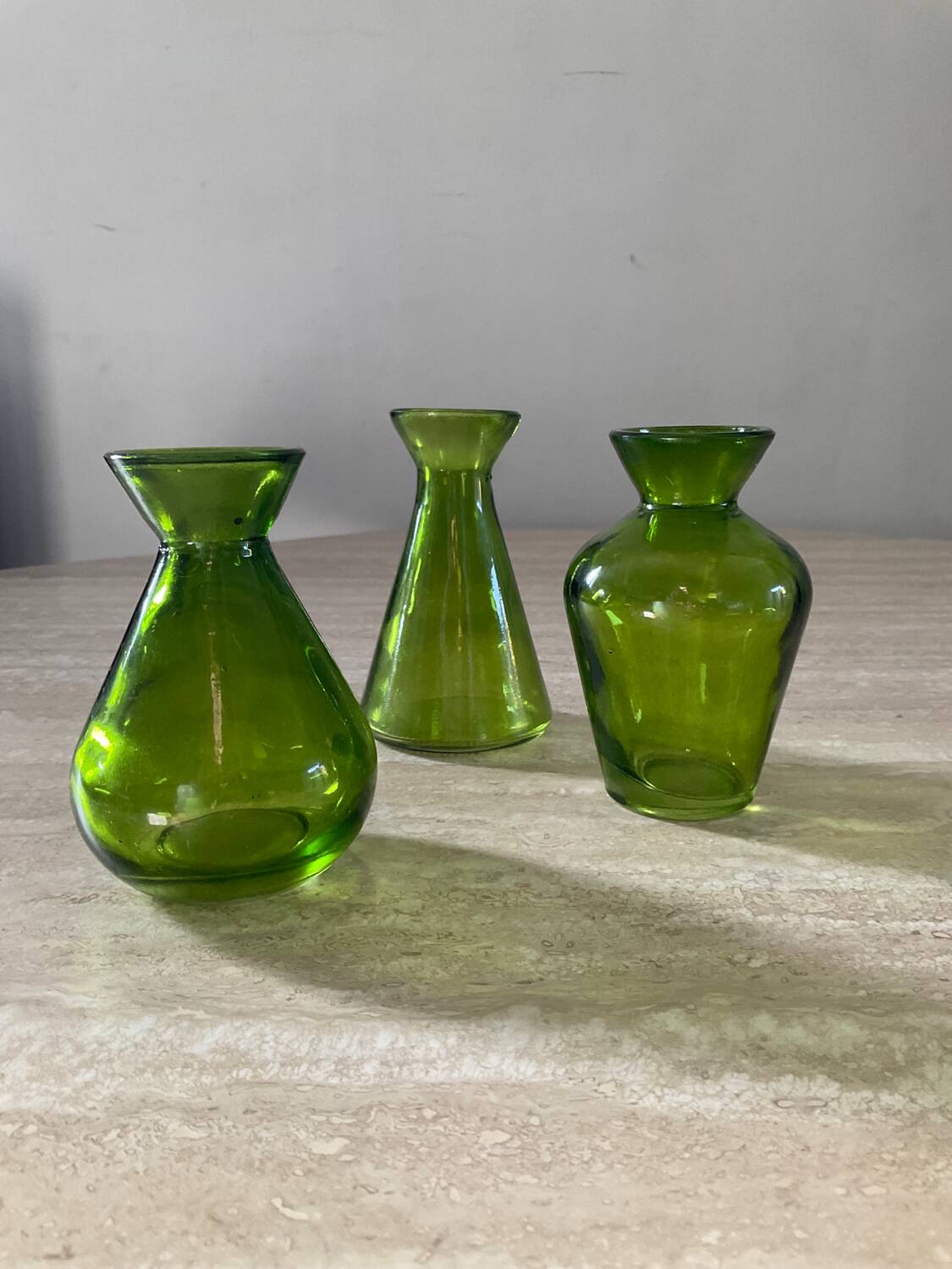 Trio of vintage molded glass vases