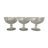 3 vintage coupe glasses in semi-crystal, for champagne or dessert.