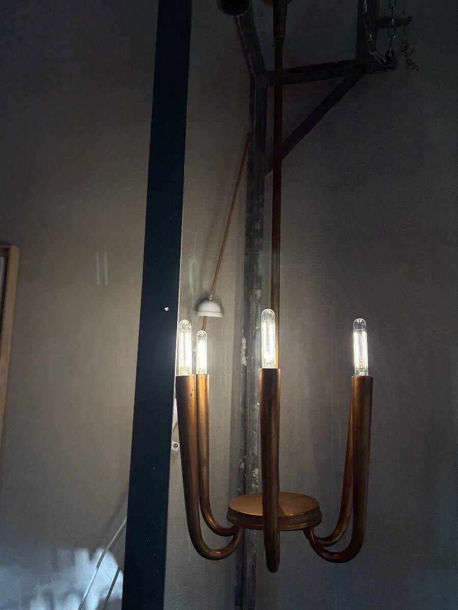 Rare Art Deco copper pendant light by Guglielmo Ulrich