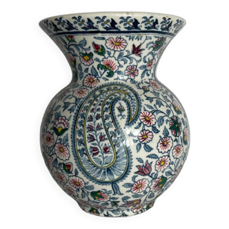 Vase en Faïence Fine de Gien, France – Motif Floral et Ornements Traditionnels