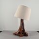 Brutalist stump lamp in olive wood 1950