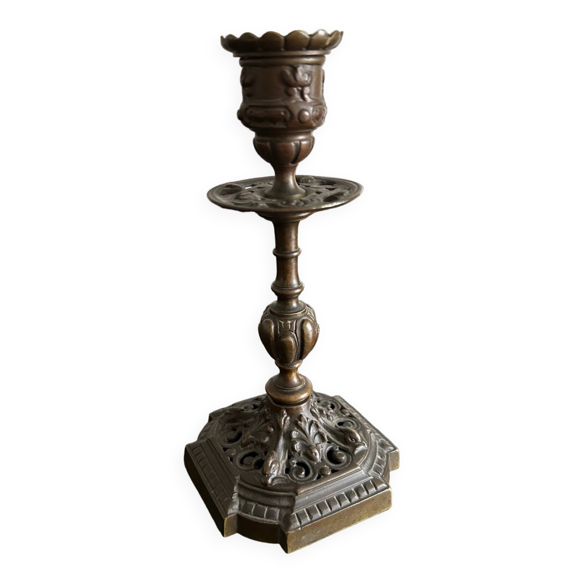 19th century bronze candle holder
