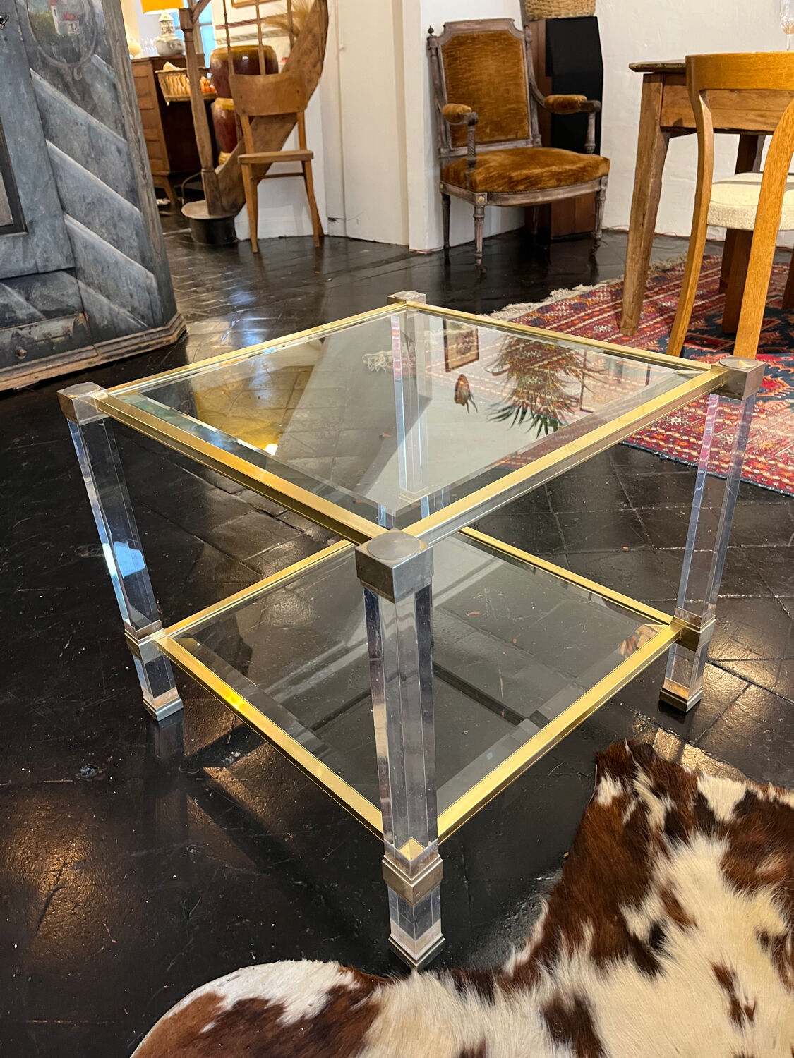 Bout de canape  plexiglas et verre 1960